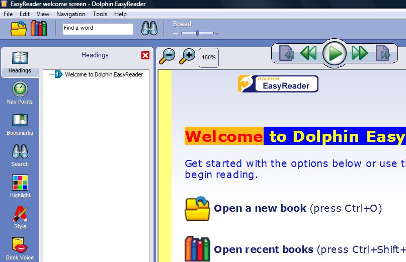 Image of the EasyReader version 6.01 user interface with the reset zoom button highlighted