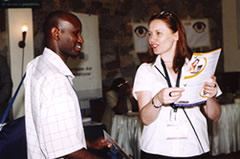 Photo of Rachel Bagust at our stand in Kenya