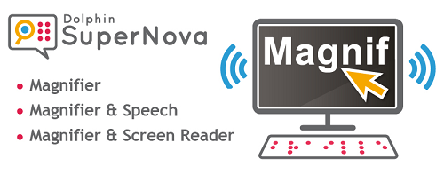 SuperNova family logo with text showing Magnifier, Magnifier & Speech & Magnifier & ScreenReader