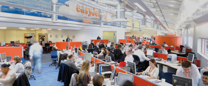 A photo of the terminals in use at easyJet. 