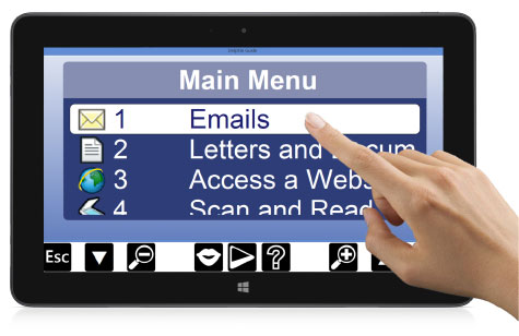 Guide main menu displayed on a Windows touch screen tablet