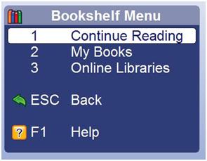 Guide Bookshelf menu