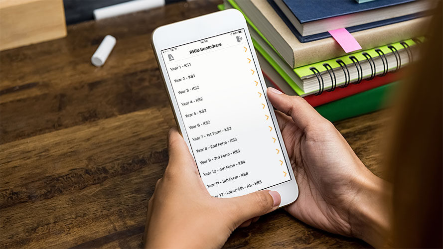 Student browsing an accessible library on EasyReader