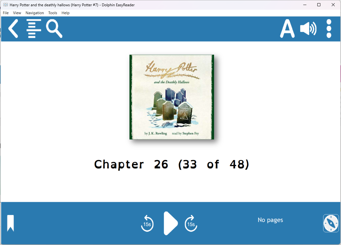 Simplified Audio Book View - Harry Potter audio book displayed on screen