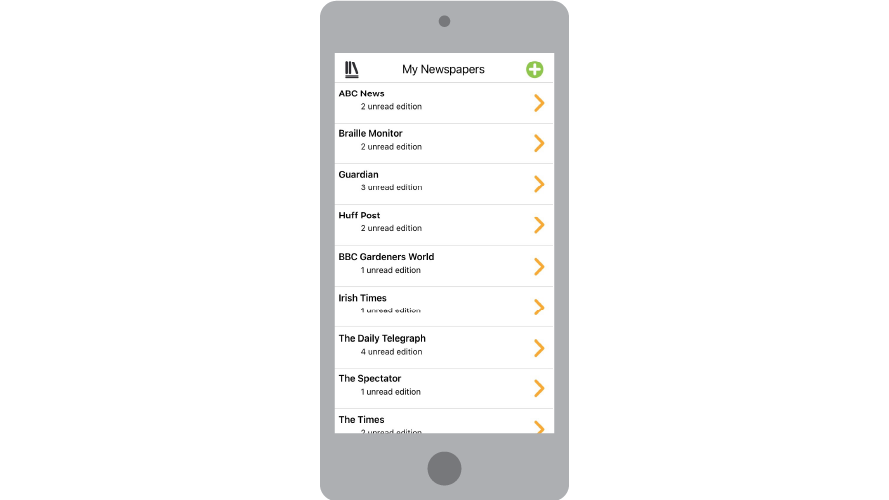 EasyReader App showing the My Newspapers list