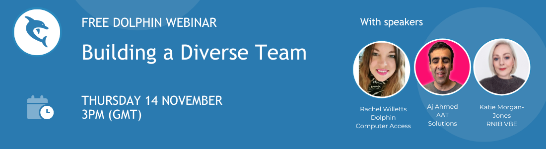 Join the Webinar 'Building a Diverse Team' at 3pm (GMT) Thursday 14 November