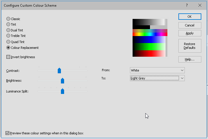 colour scheme configure box