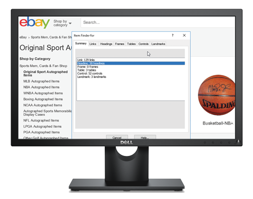 the item finder on the ebay website