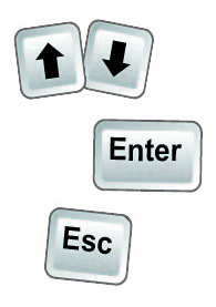 Graphic of 4 keys - up, down, enter and escape