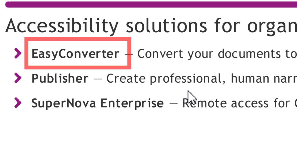Text on a webpage with a red box around the word EasyConverter.