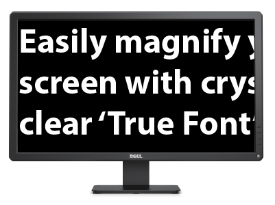 Magnified text on screen