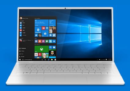 Laptop showing Windows 10 homescreen