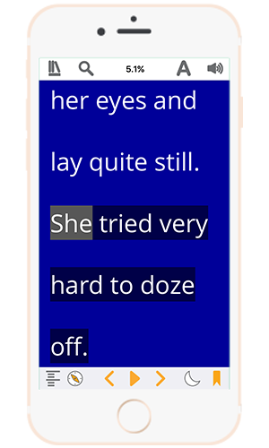 Book being read on an iPhone using a blue colour scheme