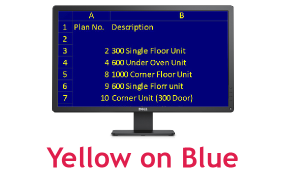 Yellow on Blue Colour Scheme