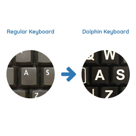 Standard keyboard letter keys compared to Dolphin Keyboard letter keys