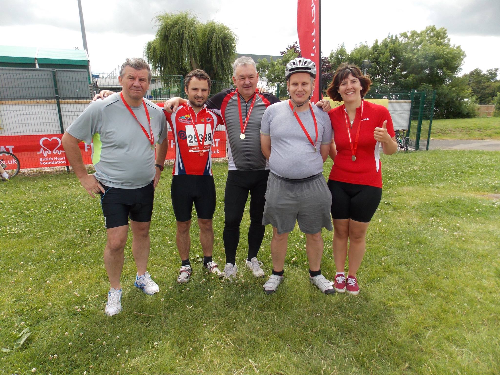 Members of Dolphin's cycling team Steve Bennett, James Nicholls, Dave Salisbury, Dave Williams and Jess Price